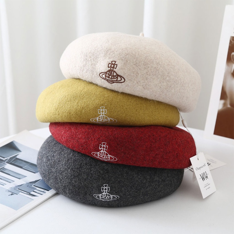 Wmmb Mũ Beret Hình Bát Giác Màu Trơn Thêu Họa Tiết Thời Trang Mùa Đông Cho Các Hoạt Động Ngoài Trời
