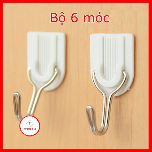 Móc dán tường siêu dính 💖Set 6 cái 💖 treo đồ móc quần áo chịu lực tốt siêu bền đầu bo tròn trang trí nhà cửa