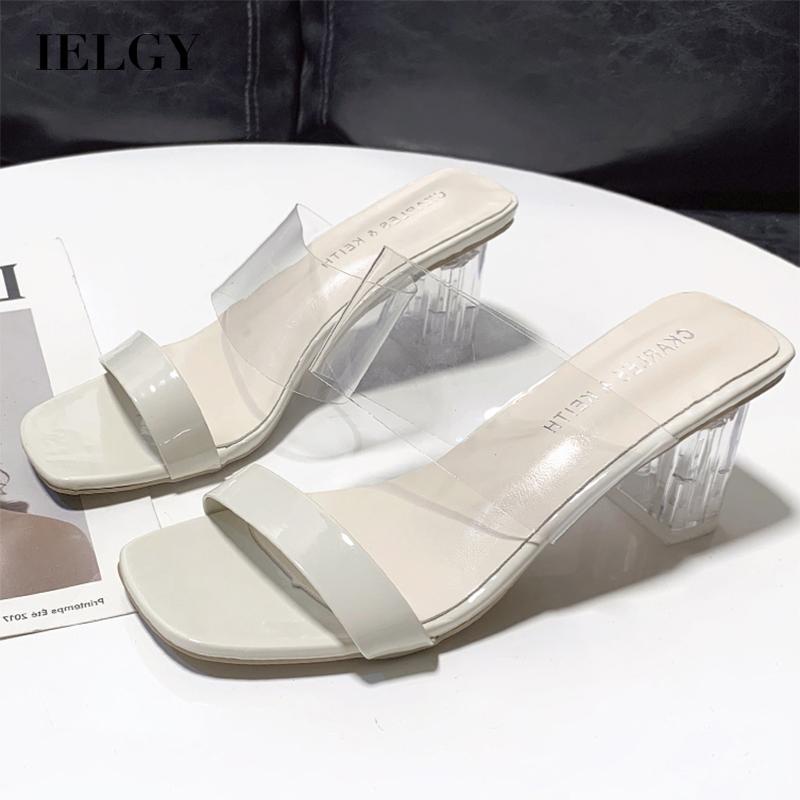 Dép Cao Gót Hở Ngón Mũi Vuông Quai Trong Suốt Phong Cách Hàn Quốc Thời Trang Cho Nữ