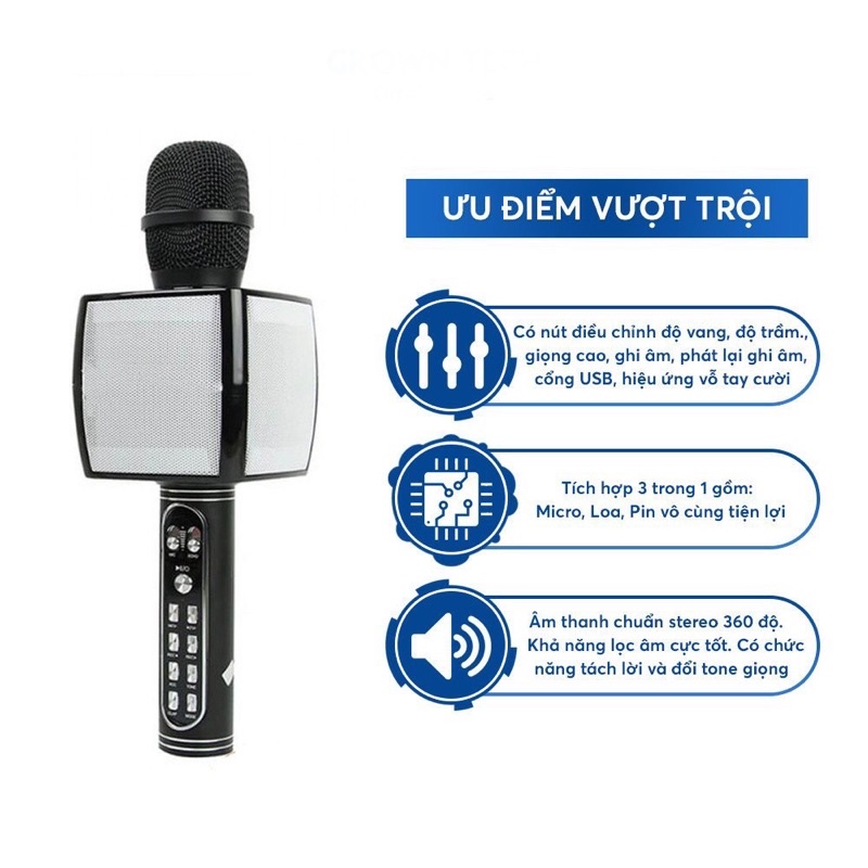 [Video Thật] MICRO Không Dây Cầm Tay YS91, mic karaoke bluetooth hỗ trợ thu âm [ BH 12 tháng ]