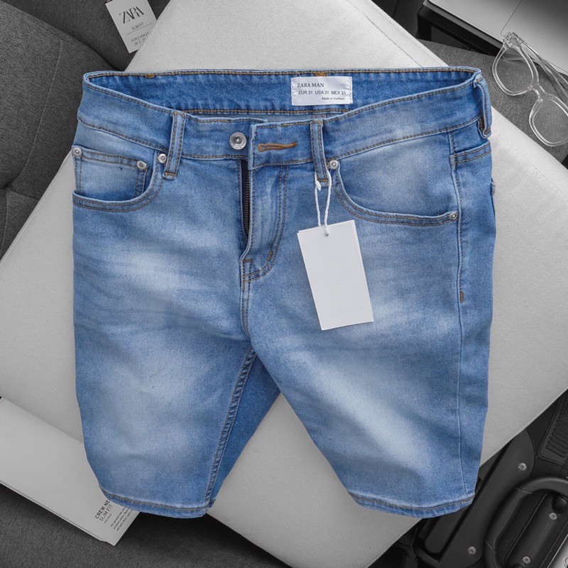 Quần short jean lửng nam bigsize màu trơn co giãn xuất xịn