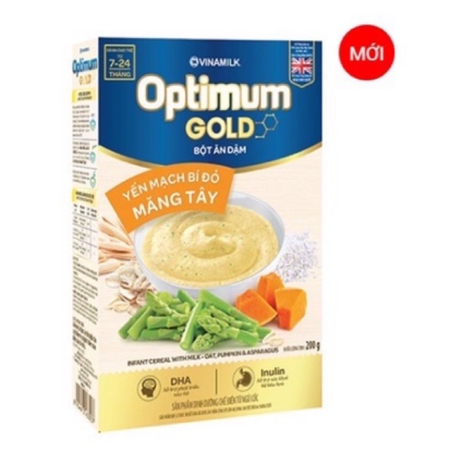 Bột ăn dặm Optimum Yến mạch bí đỏ măng tây/ Cải xoăn khoai lang 200g