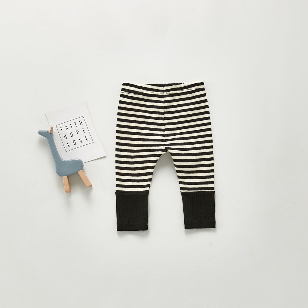 Quần legging cotton họa tiết kẻ sọc ngang xinh xắn cho bé gái 0-24 tháng tuổi