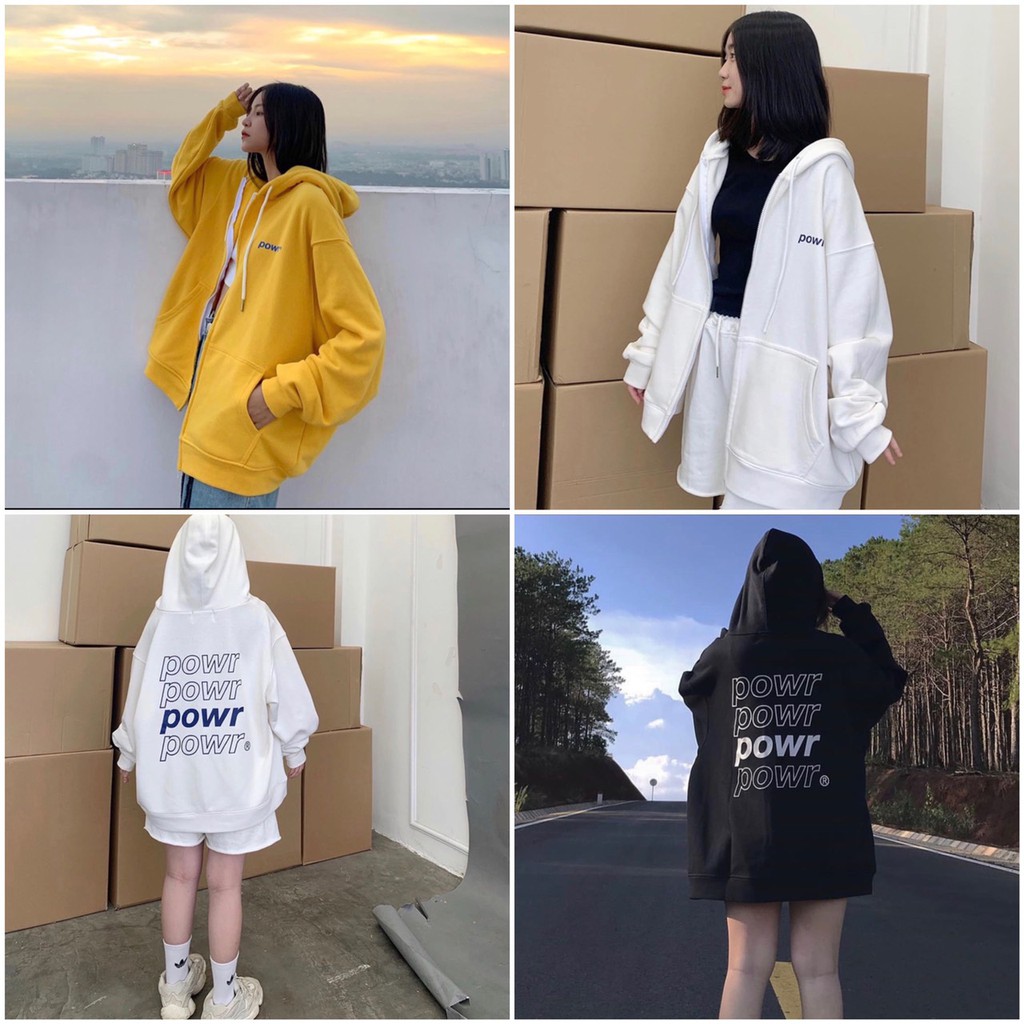 Áo hoodie nữ form rộng, chất liệu nỉ, siêu dễ thương, có dây kéo