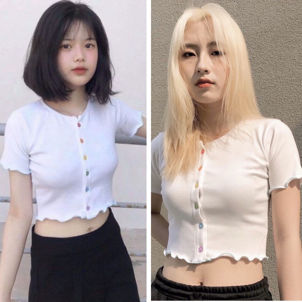 Áo croptop cuốn biên cúc nhiều màu dễ thương [ảnh thật + video] hàng có sẵn tại Hana Store | BigBuy360 - bigbuy360.vn