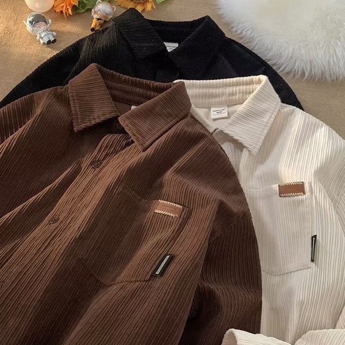 Áo Sơ Mi Nhung Thời Trang Retro Đơn Giản Dành Cho Nam áo sơ mi nữ form rộng áo cặp nam nữ đồ đôi áo dài tay nữ form rộng