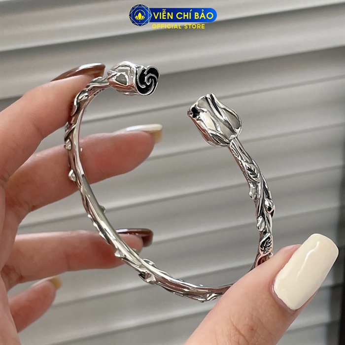 Kiềng bạc nữ Hoa Hồng New chất liệu bạc 925 thời trang phụ kiện trang sức nữ Viễn Chí Bảo L000433