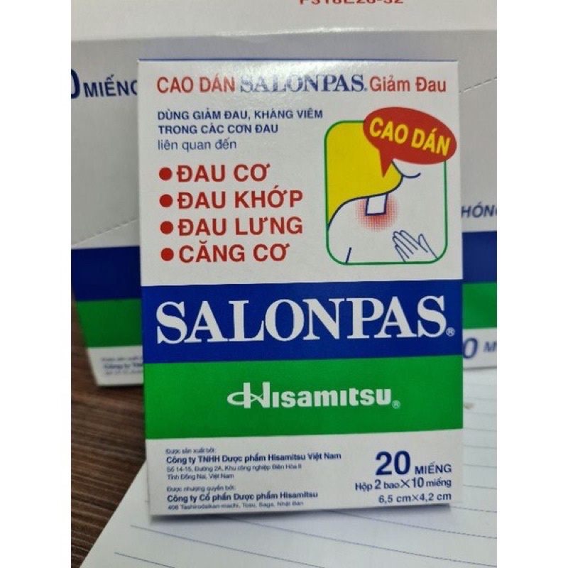 Cao dán salonpas hộp 2 gói *24 miếng dán