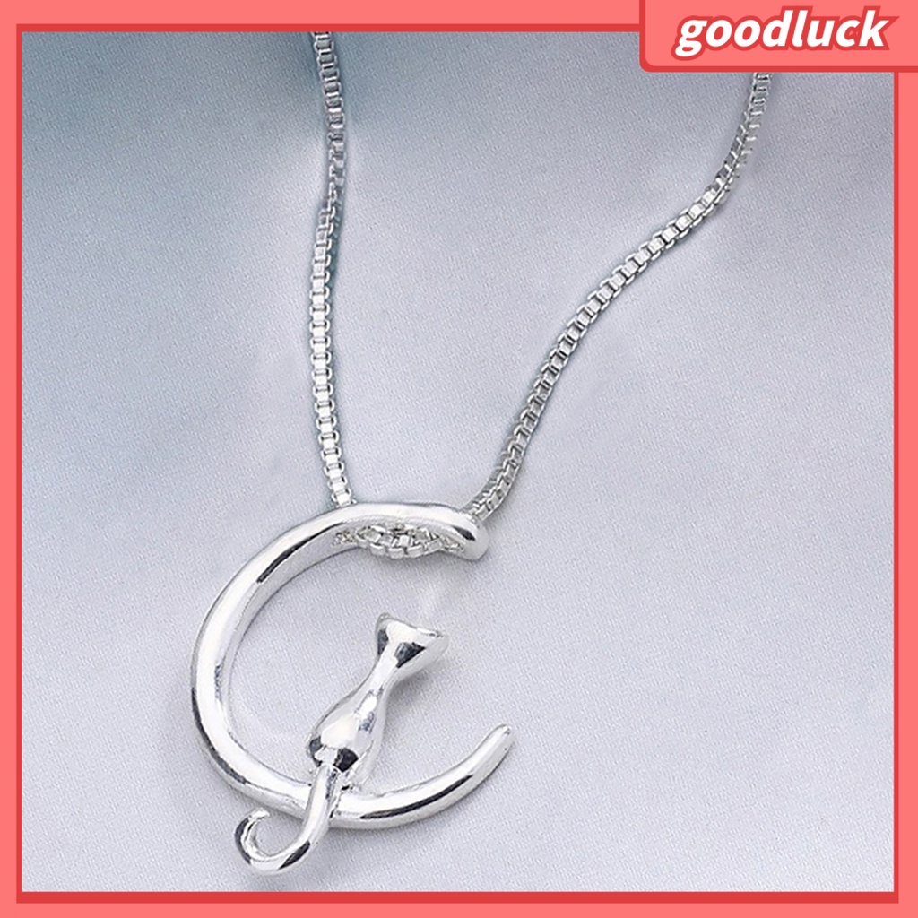 Vòng cổ Mặt Hình Mèo Và Mặt Trăng Lưỡi Liềm Dễ Thương