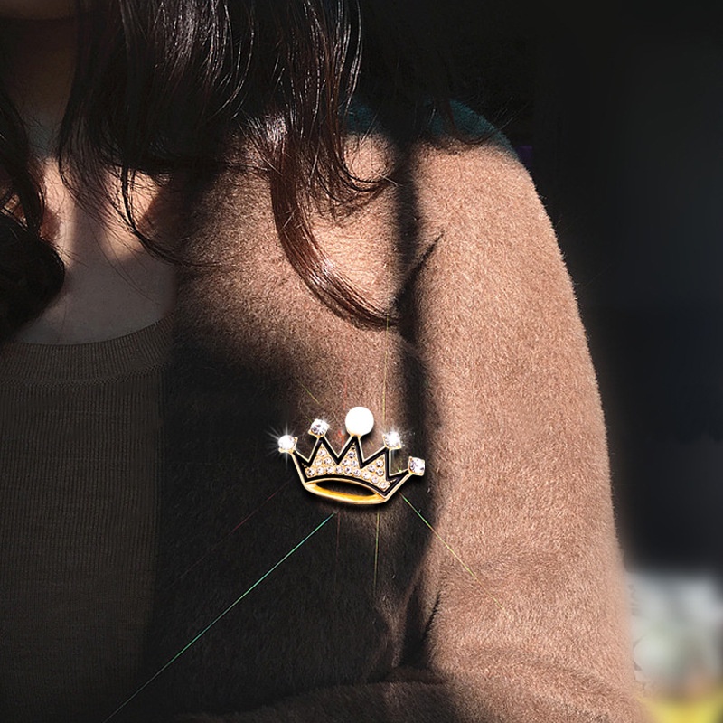 Ghim CàI ÁO HìNh Vương MiệN ĐíNh Kim Cương NgọC Trai Giả ThờI Trang Cho Nữ