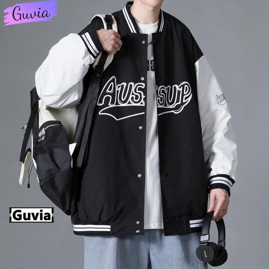 Áo Khoác Bomber Dù THÊU AUSSUP Cao Cấp Form Rộng Nam Nữ Ulzzang Unisex Thời Trang GUVIA