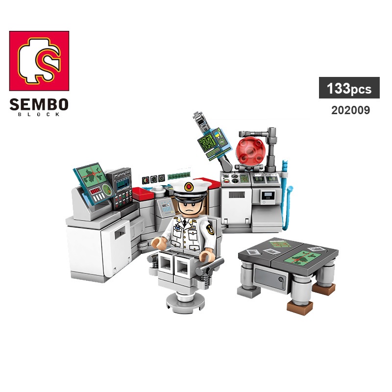 Đồ chơi lắp ráp mô hình TÀU CHIẾN HẠM hải quân- Bộ 8 phương tiện trang bị hải quân SEMBO 202005-202012