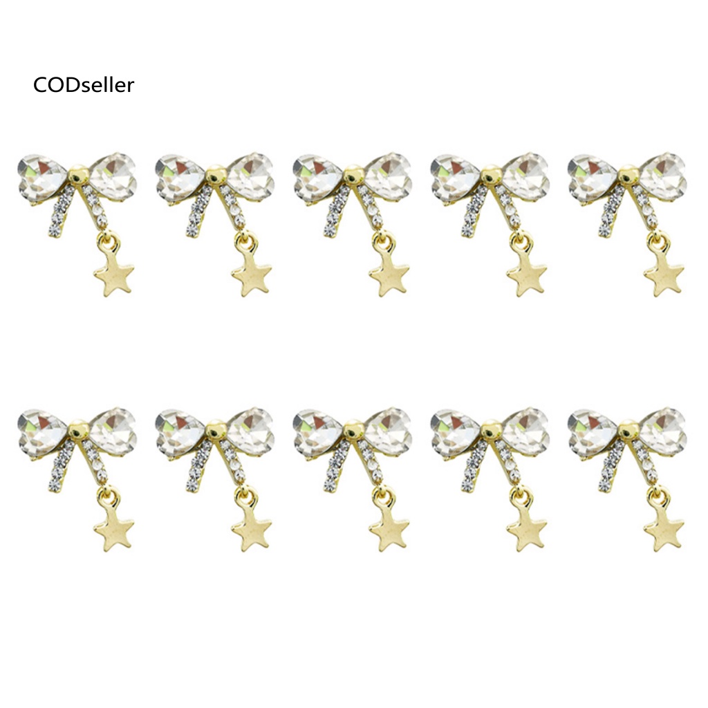 Set 10 Phụ Kiện Trang Trí Móng 3D Bằng Kim Loại Sáng Bóng
