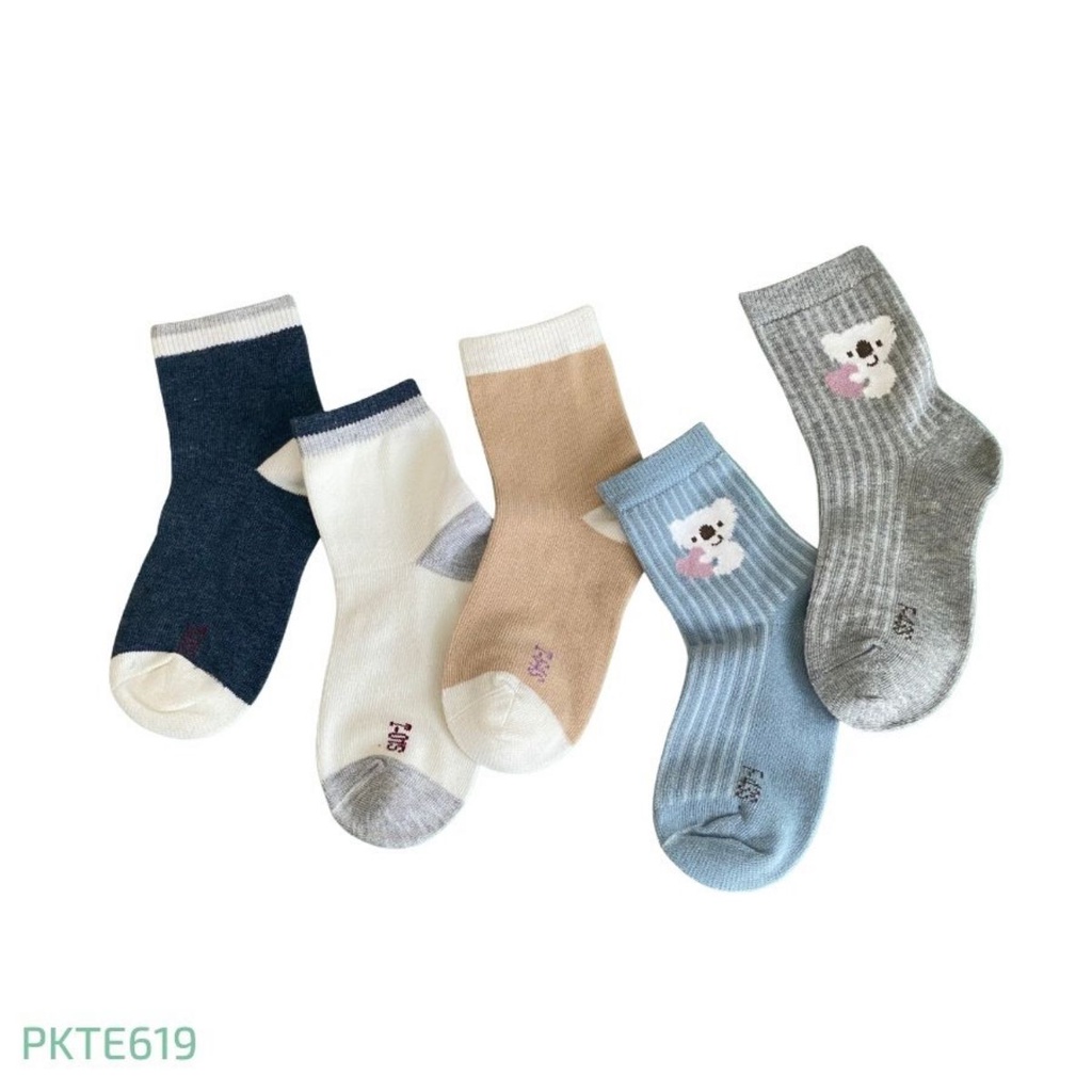 Set 2 Đôi Tất Bé trai Cổ Cao Co&amp;Com PKTE619 Họa Tiết Đa dạng Cotton Mềm Mịn Kháng Khuẩn