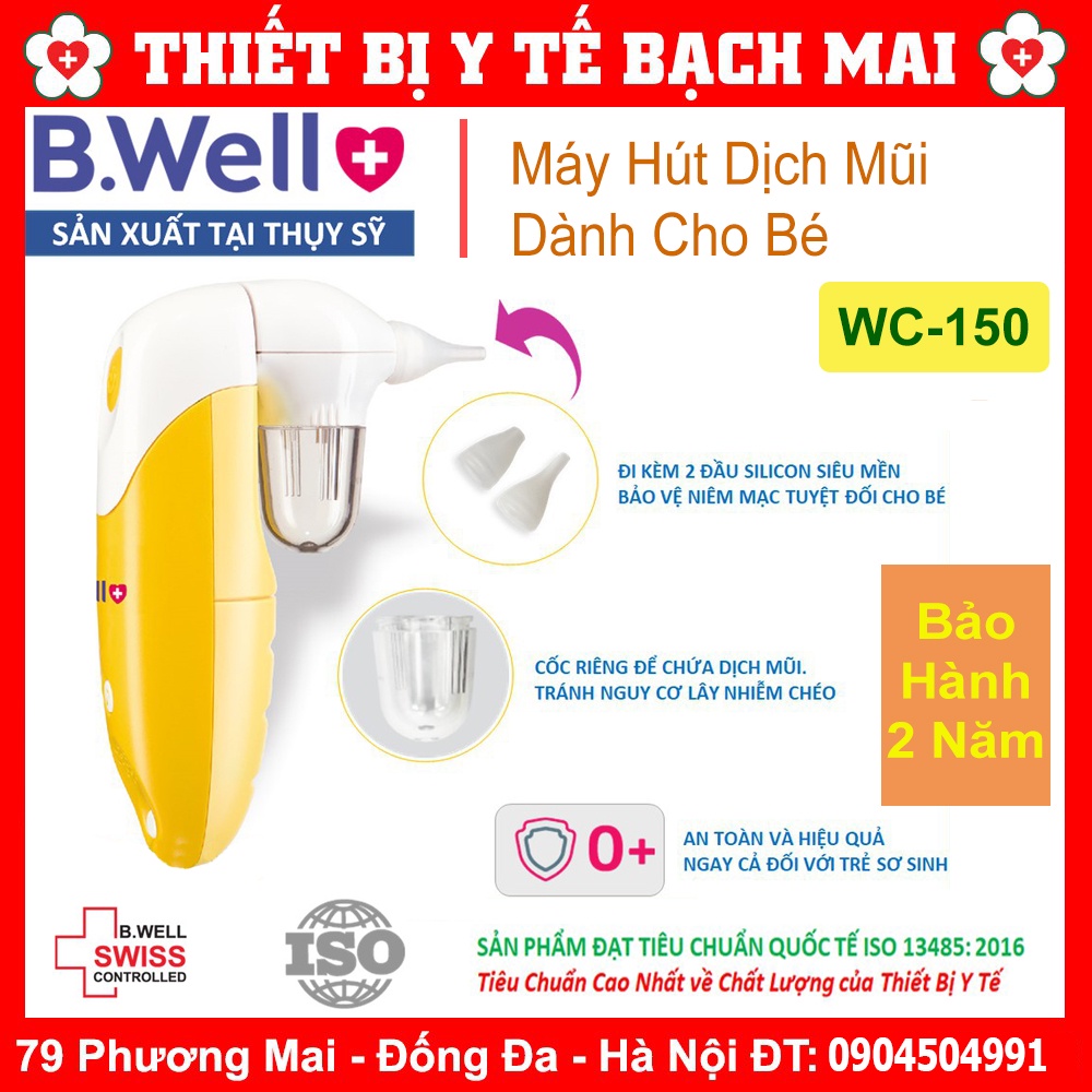 Bảo Hành Đổi Mới 2 Năm | Máy Hút Dịch Mũi Cho Bé Bwell WC-150 Hàng Thuỵ Sĩ