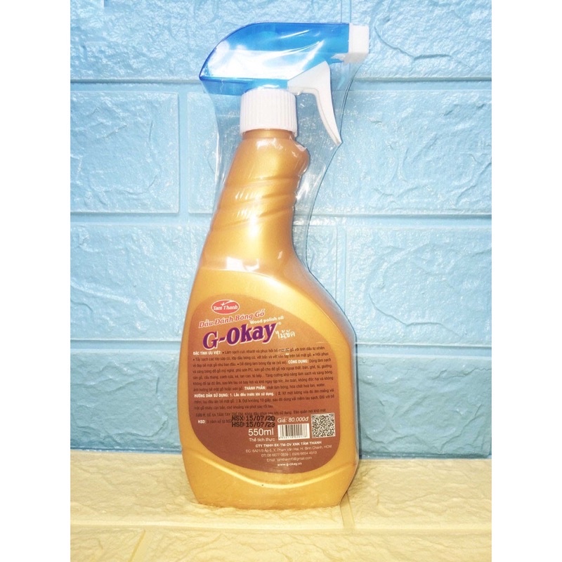 Dầu đánh bóng gỗ G-Okay 550ml làm sạch mới vật dụng bằng gỗ