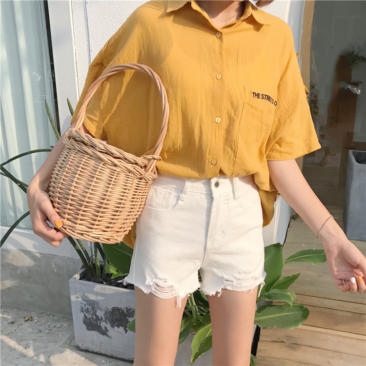 Quần short jean nữ TRẮNG RÁCH TUA LAI - mẫu mới nhất VF-680