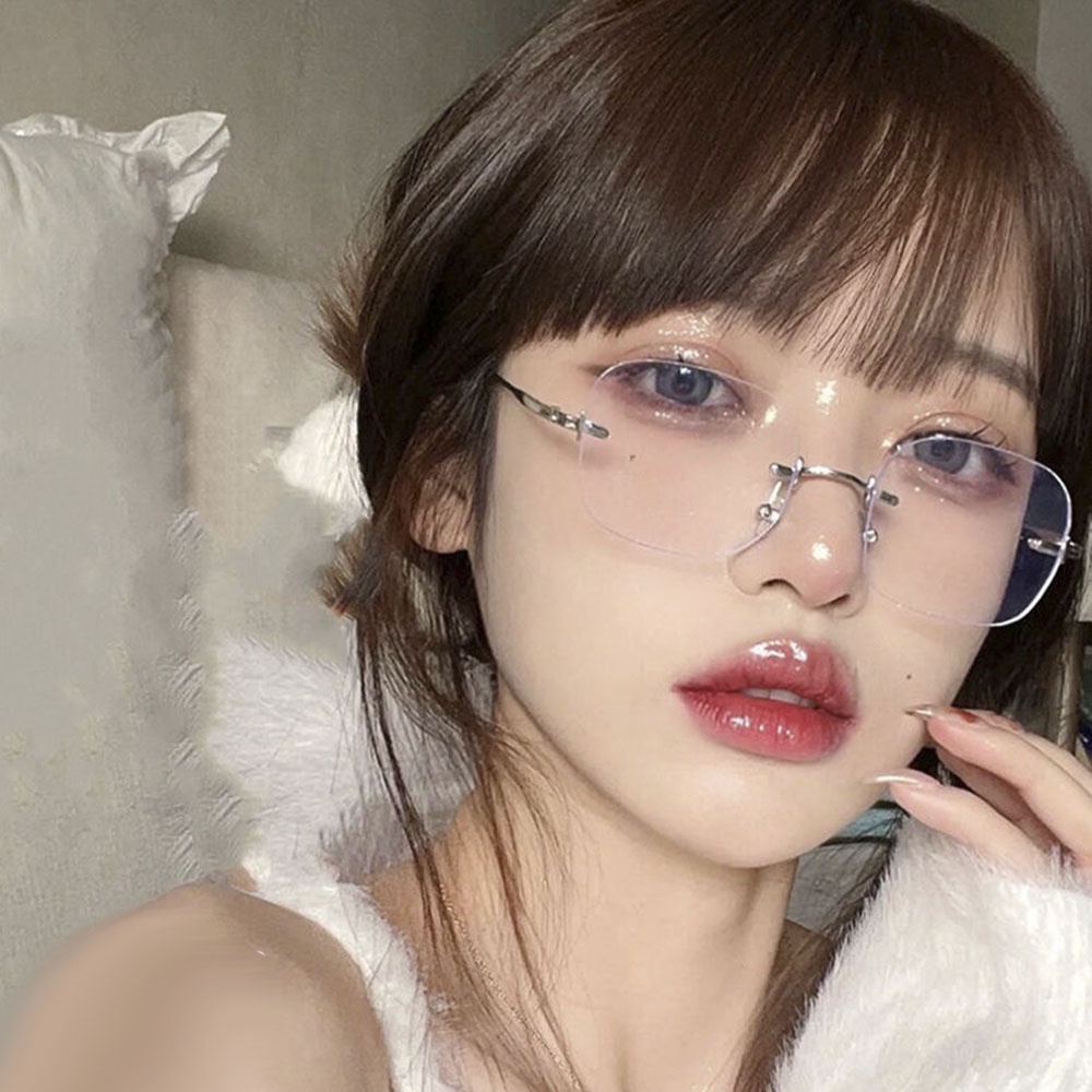 Mắt Kính Không Vành Siêu Nhẹ Phong Cách Hàn Quốc Cổ Điển Cho Nữ