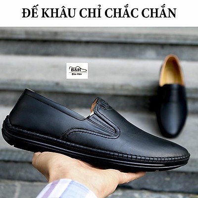 Giày Lười Nam Da Thật Có Video Đế Khâu Mã SS-01