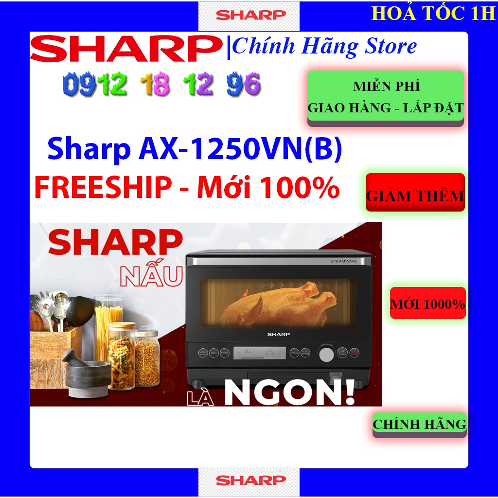 [SHARP AX-1250VN] - Lò vi sóng hơi nước Sharp AX-1250VN-B 25 Lít, Bảo hành chính hãng 12 tháng.