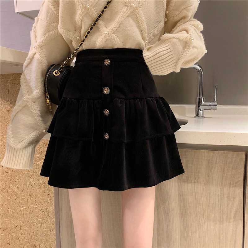 Chân Váy Nhung Dáng Chữ A Lưng Cao Xinh Xắn Theo Phong Cách Thu Đông Hàn Quốc 2020 | BigBuy360 - bigbuy360.vn