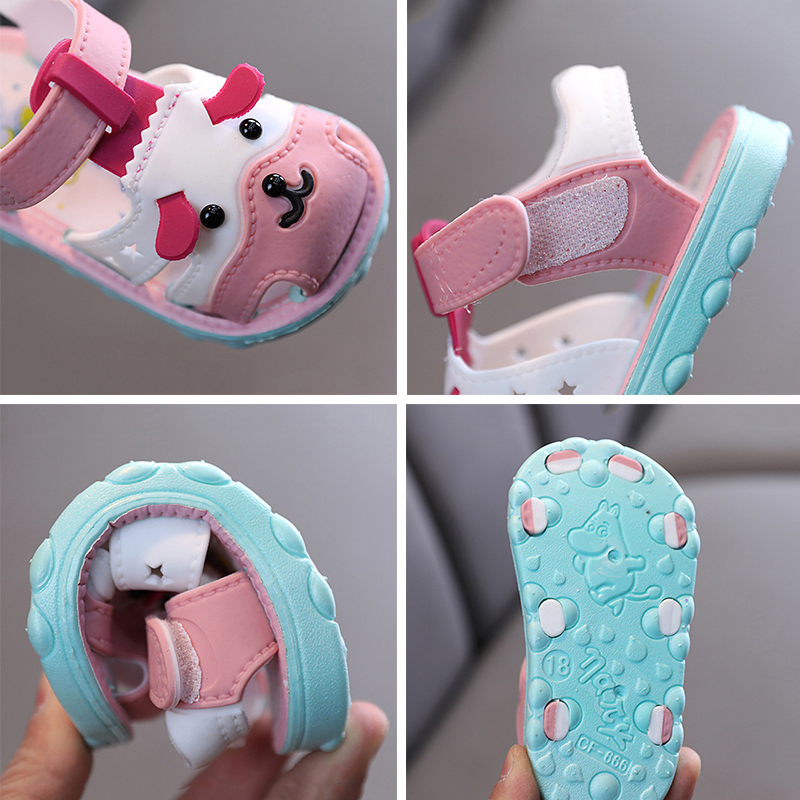 Giày sandal đế mềm chống trượt thoáng khí thiết kế quai dán thời trang thường ngày cho bé