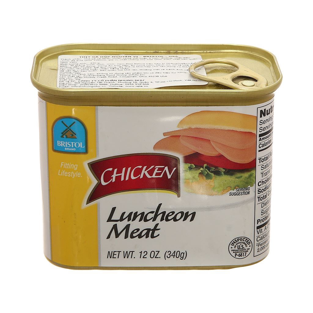 Thịt Gà Nguyên Vị Bristol 340g - Chicken Luncheon Meat