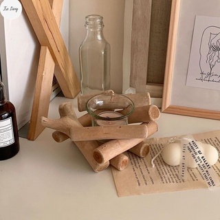 Giá đỡ nến thơm bằng gỗ  kiểu xếp chồng đơn giản Decor chụp ảnh và phụ kiện trang trí