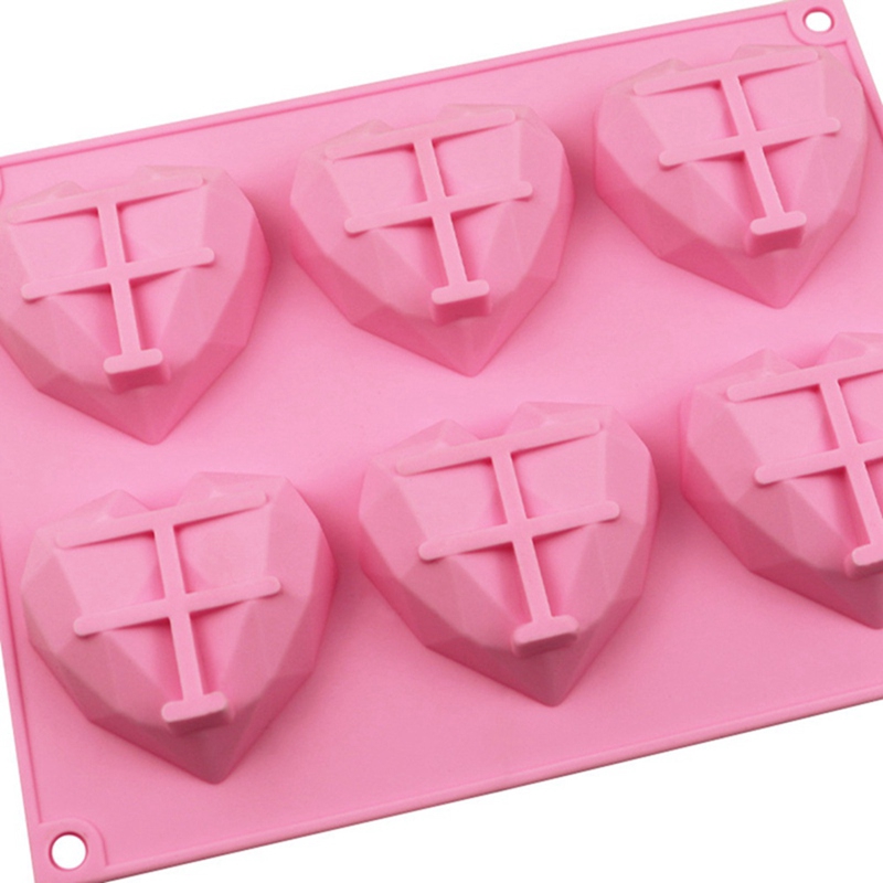 Khuôn silicone làm xà phòng/ sô cô la handmade DIY 6 ngăn tạo hình trái tim nhỏ tiện lợi