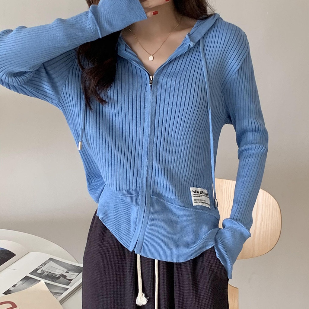 Áo Khoác Cardigan Dệt Kim Dáng Rộng Có Mũ Trùm Thời Trang Mùa Thu | BigBuy360 - bigbuy360.vn