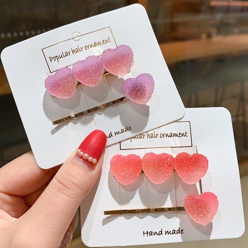 Kẹp tóc hình ngôi sao/ trái tim mềm màu kẹo thời trang cho bé gái