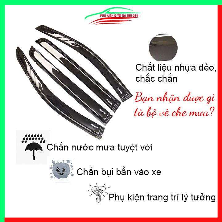 Vè che mưa cho xe ô tô Ranger 2016-2020 vè đen thái 2 màu bảo vệ trang trí xe