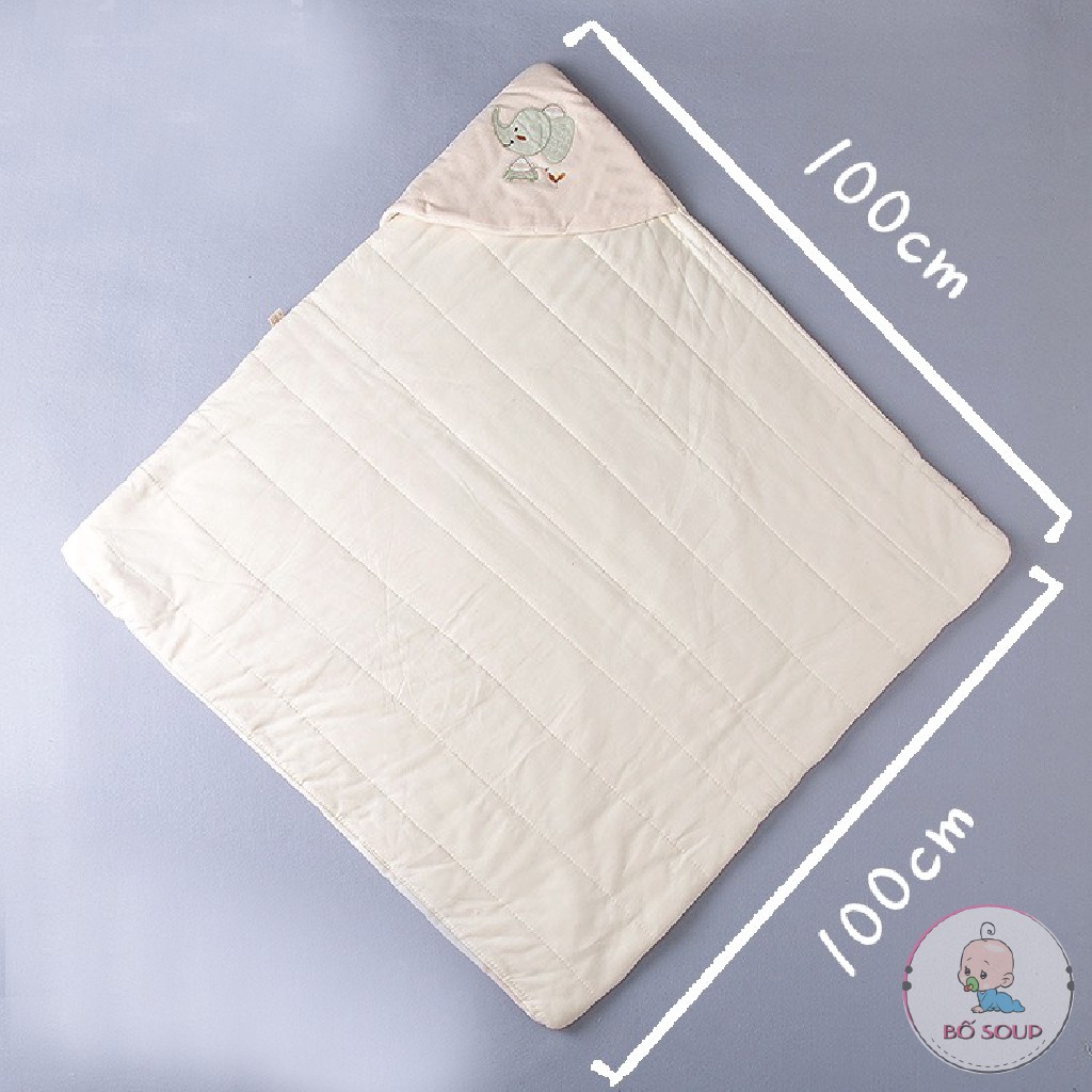 Chăn ủ cho bé sơ sinh hình họa tiết chất liệu cotton an toàn cho bé