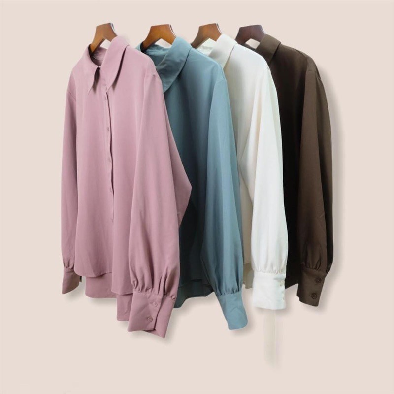 Pass áo sơ mi Mixxo màu xanh và kem size M