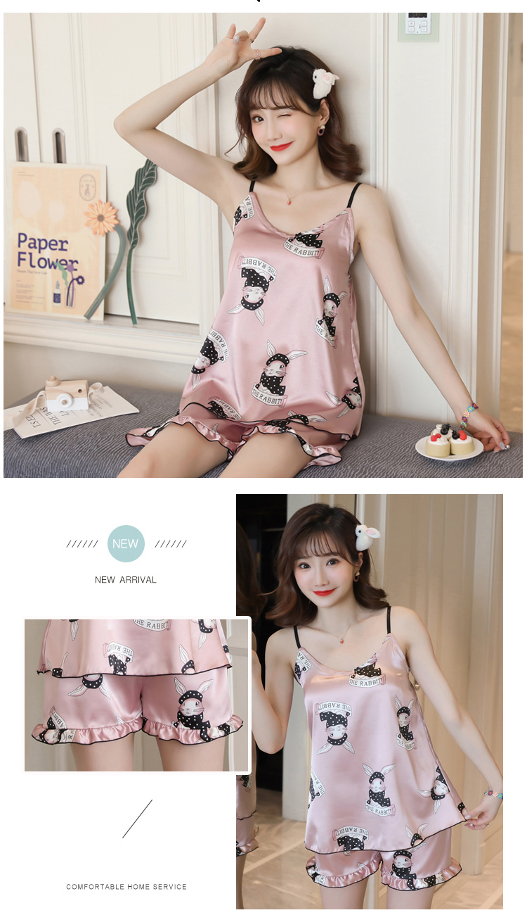 Bộ Đồ Ngủ Nữ Chất Giả Lụa Có Đệm Ngực Thiết Kế Thời Trang Mát Mẻ Mùa Hè | BigBuy360 - bigbuy360.vn