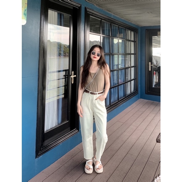 Quần bò be bagyy kèm thắt lưng siêu sang