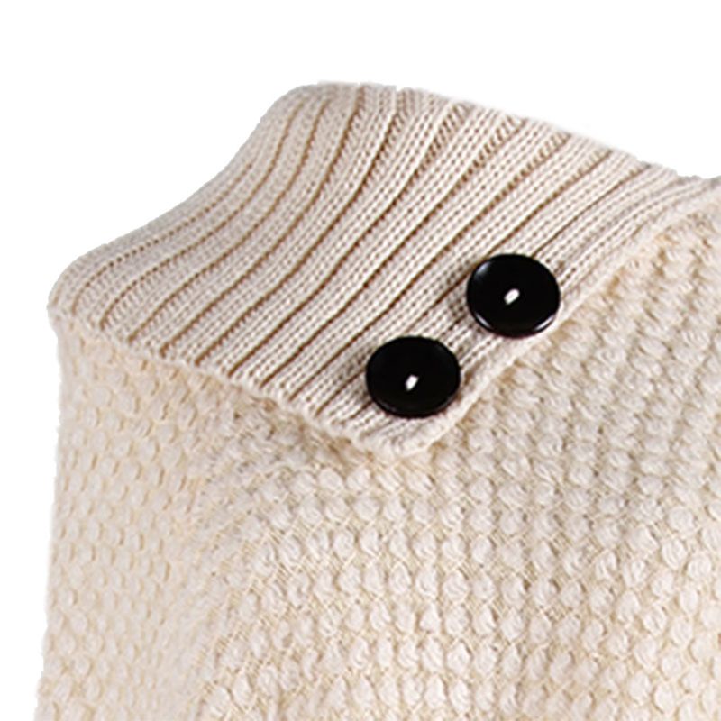 Áo Sweater Dệt Kim Chui Đầu Hở Nửa Cổ Cài Nút Màu Sắc Ấm Áp Viền Tua Rua Cho Nữ