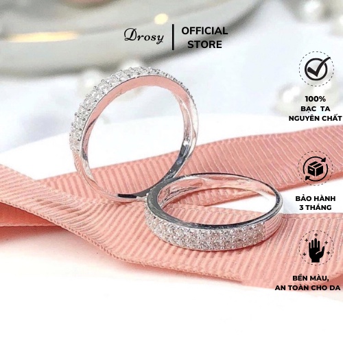 Nhẫn Bạc Nữ 2 Hàng Đá Bạc Ta Nguyên Chất