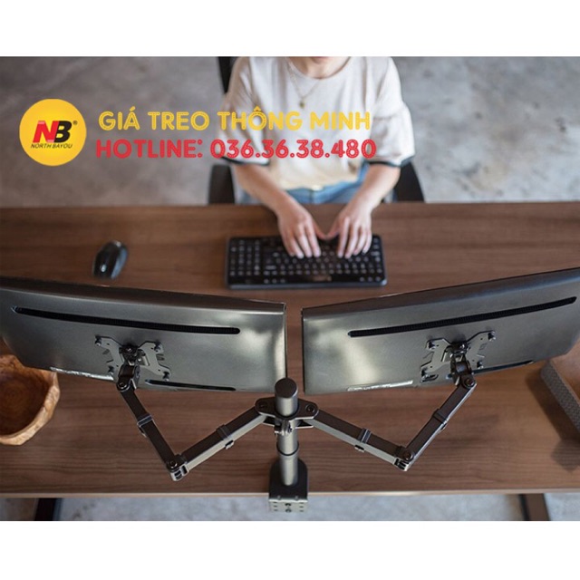 Giá Treo 2 Màn Hình M052 17 - 27 Inch - Tay Treo Hai Màn Hình Kẹp Thành Bàn [ Rẻ Hơn NB F160 - NB H180 ] | BigBuy360 - bigbuy360.vn