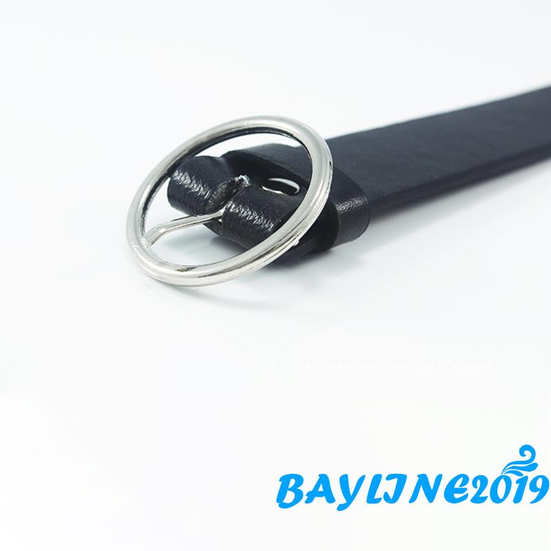 Thắt lưng da khóa tròn màu trơn thời trang cho nữ