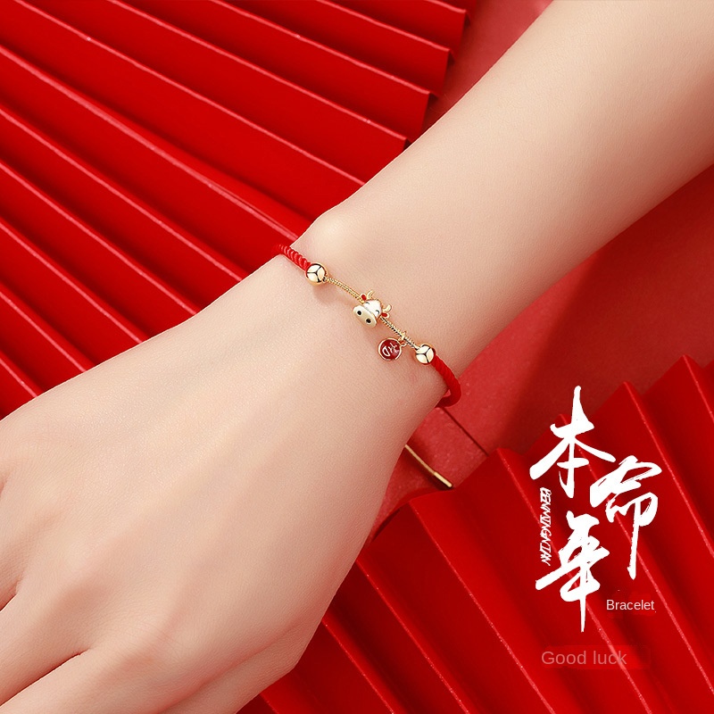 Vòng Tay Dây Đỏ May Mắn Dễ Thương Có Thể Điều Chỉnh Kích Thước