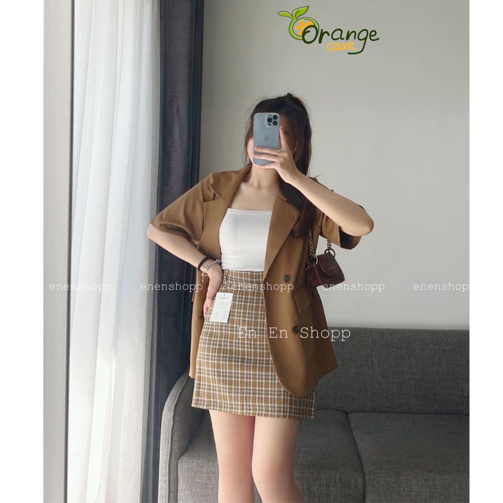 Áo Blazer Tay Ngắn Độn Vai 1 Lớp Phom Rộng Ảnh Thật Áo Vest Blazer Cộc tay thời trang Hàn quốc Orange Closet BLZ30402 | BigBuy360 - bigbuy360.vn