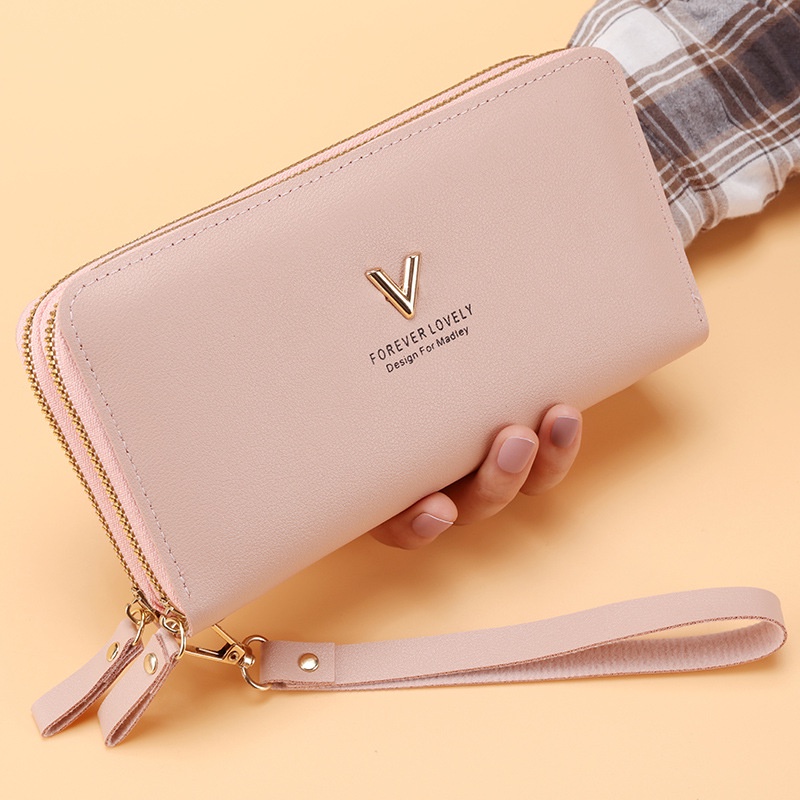 Ví nữ dài đẹp giá rẻ đựng tiền cầm tay thời trang chữ V QYANA STORE VD18
