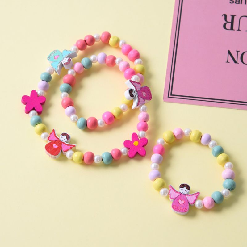 1 Bộ Vòng Tay Màu Kẹo Ngọt Họa Tiết Hoạt Hình Dễ Thương Cho Bé Gái