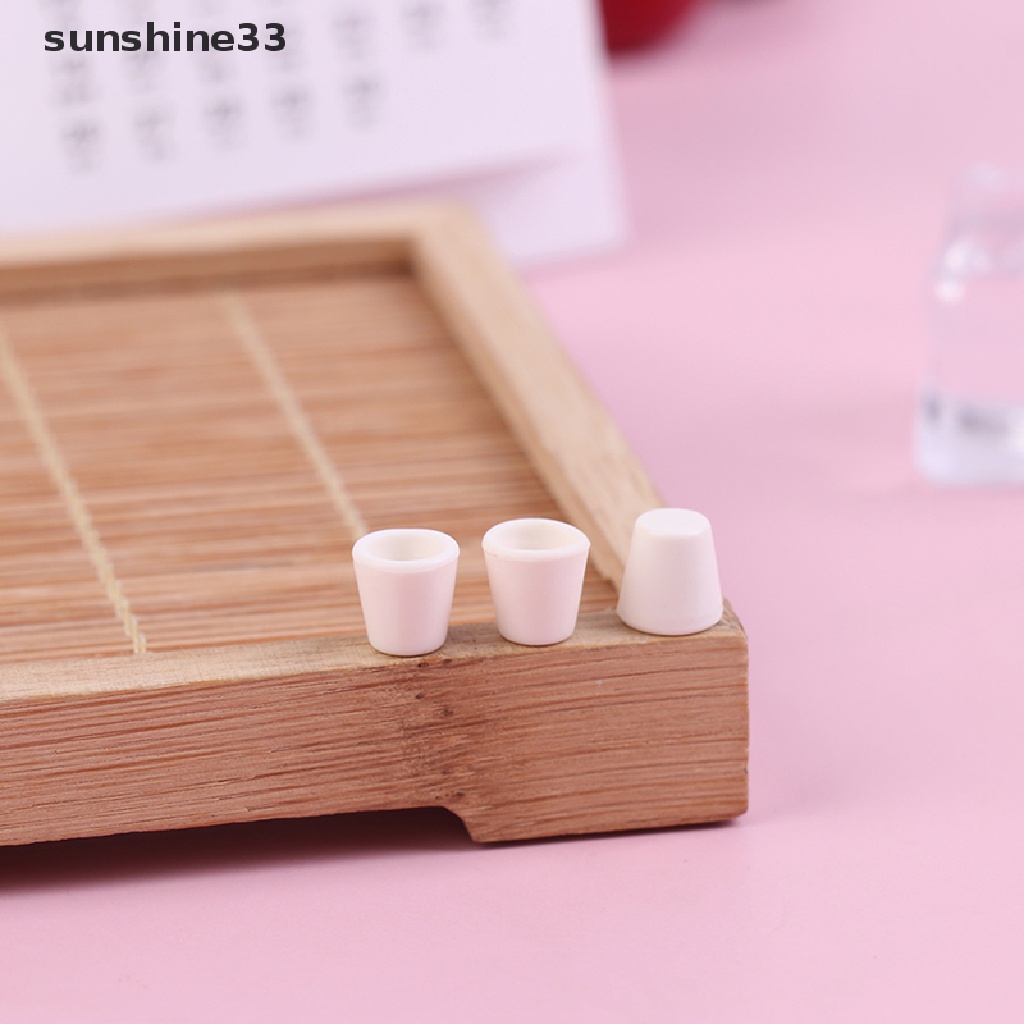 SU 5pcs 1/12 Dollhouse Miniature White Tea Cups Model Kitchen Tableware Decoration n