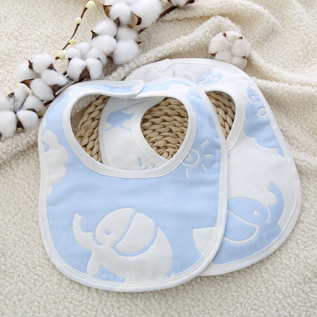 Yếm ăn dặm, yếm chữ U chất cotton 2 mặt in hình cho bé