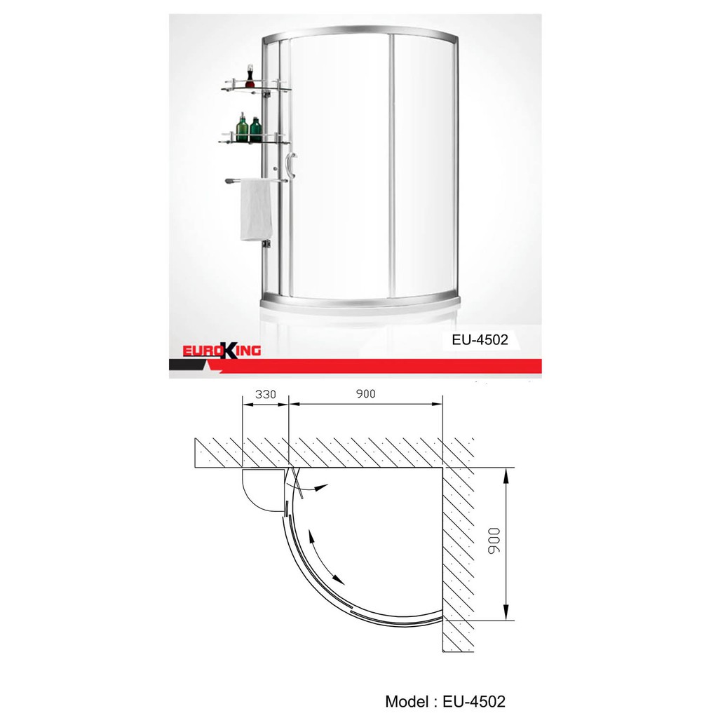 Phòng tắm vách kính Euroking EU-4502,, bảo hành 02 năm