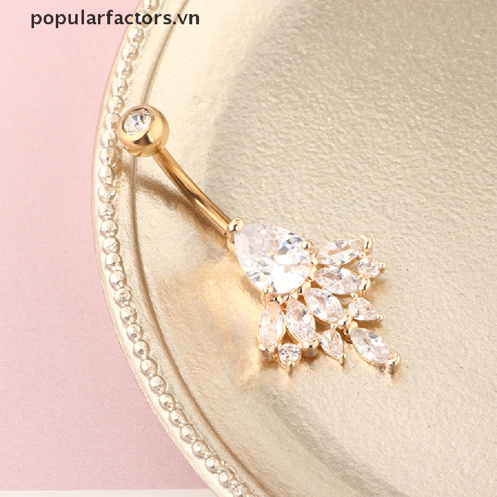 Khuyên rốn thép không gỉ đính đá zircon thời trang cho nữ