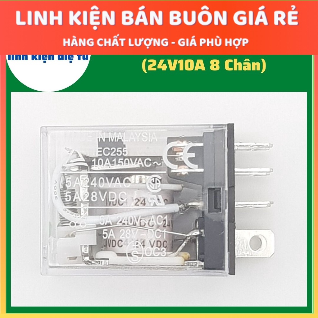 Relay Kính LY2N 24V 8 chân 10A, role kính 24v. relay LY2N 24v10a