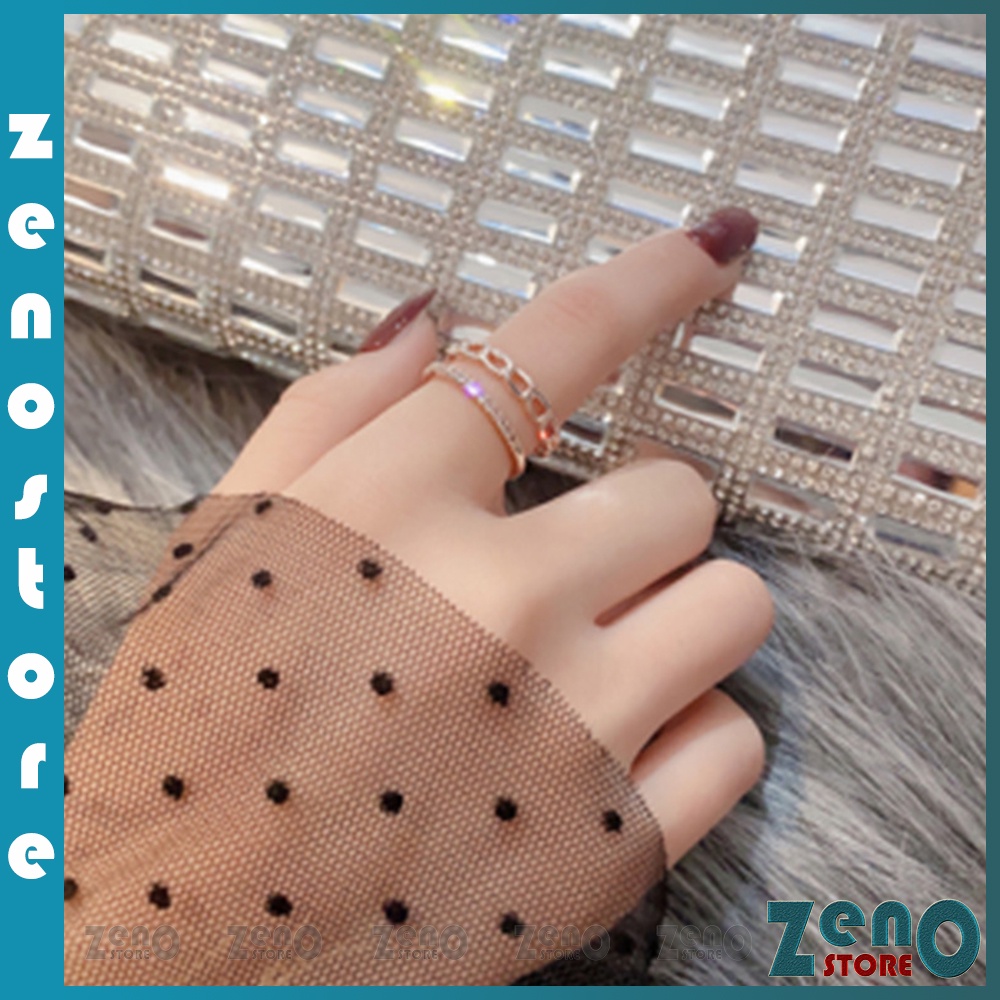 Nhẫn ZenO mạ vàng 2 tầng mắt xích N02, nhẫn nữ mạ vàng